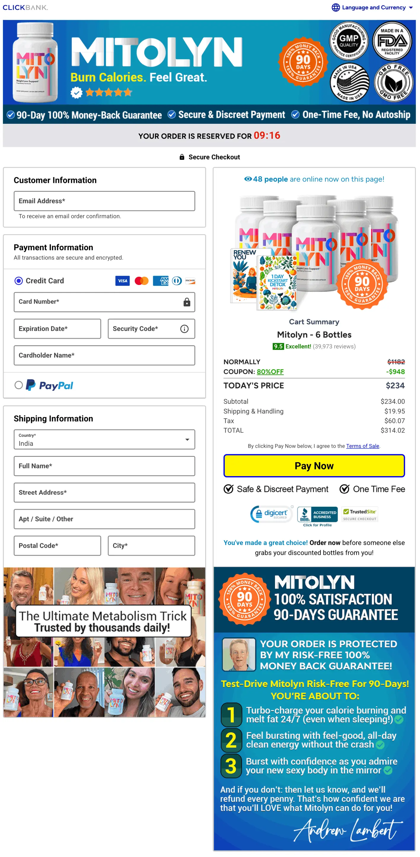 Mitolyn checkout page
